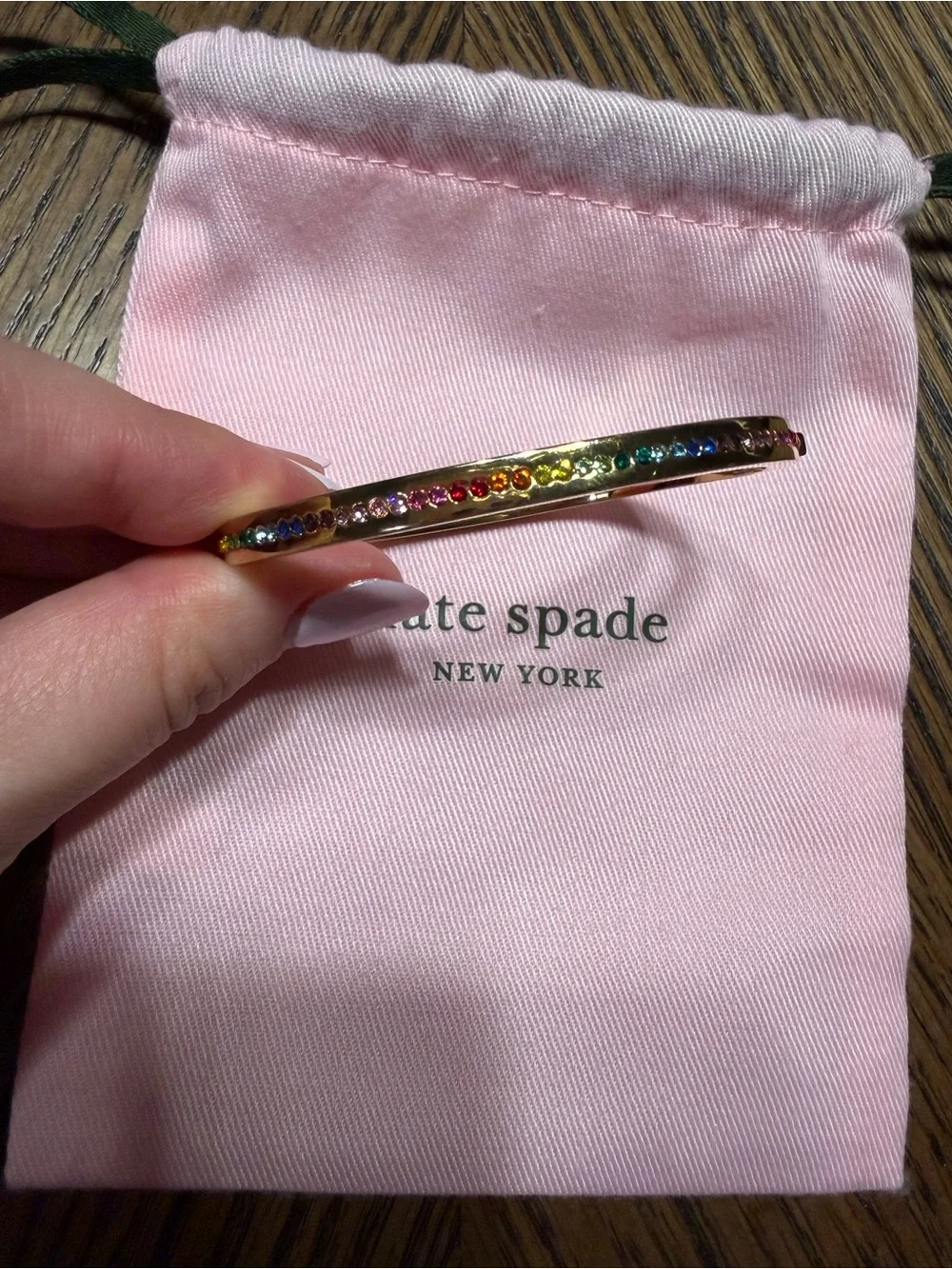 kate spade Gold Rainbow Crystal Slim Bangle Bracelet